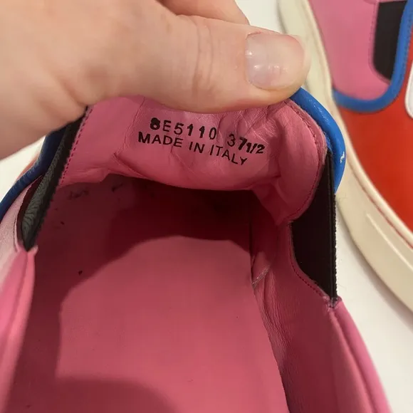 Fendi monster motif leather loafer sneakers
