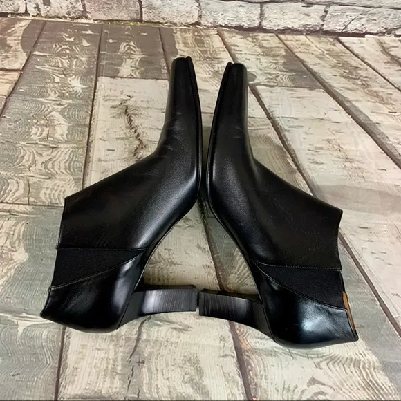 Ferragamo Leather Black Booties Size 10