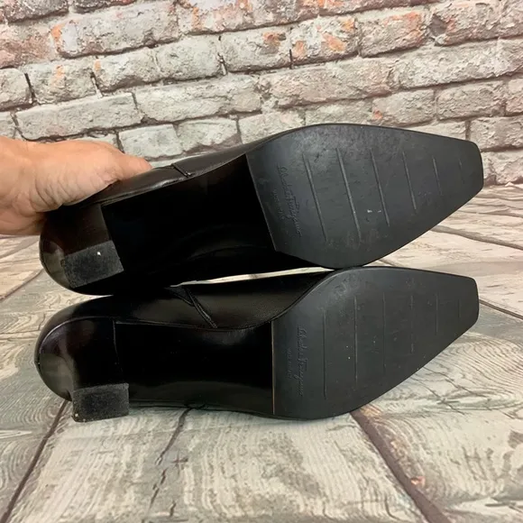 Ferragamo Leather Black Booties Size 10