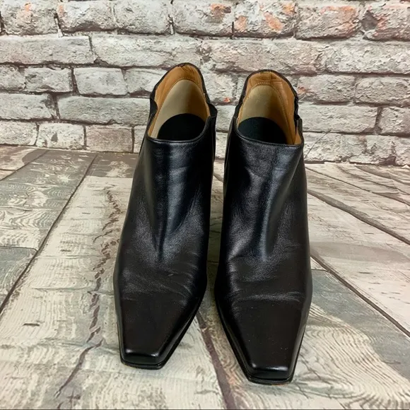 Ferragamo Leather Black Booties Size 10