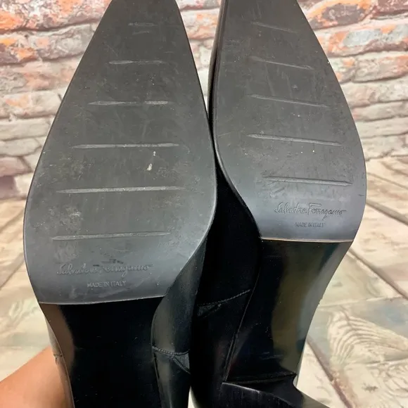 Ferragamo Leather Black Booties Size 10