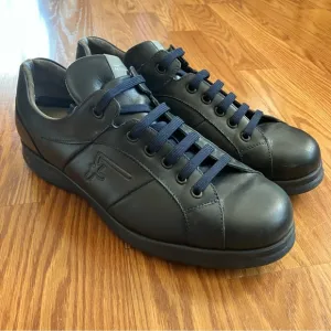 Ferragamo World Men's Size 10.5 Blue Leather Sneakers Shoes Made In Italy