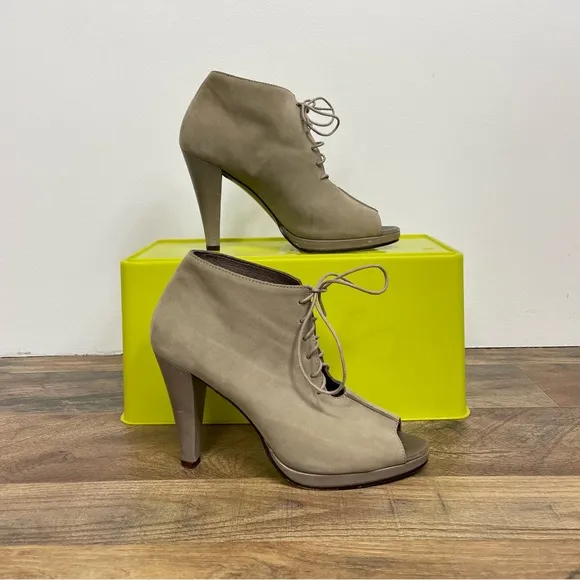 Filippa K Peep Toe Lace Up Booties Size 37