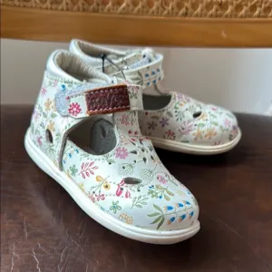 Floral Leather Kids Shoes
