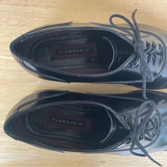 FLORSHEIM Black Leather Cap Toe Oxford Dress Shoes 8.5 D (Medium Width)