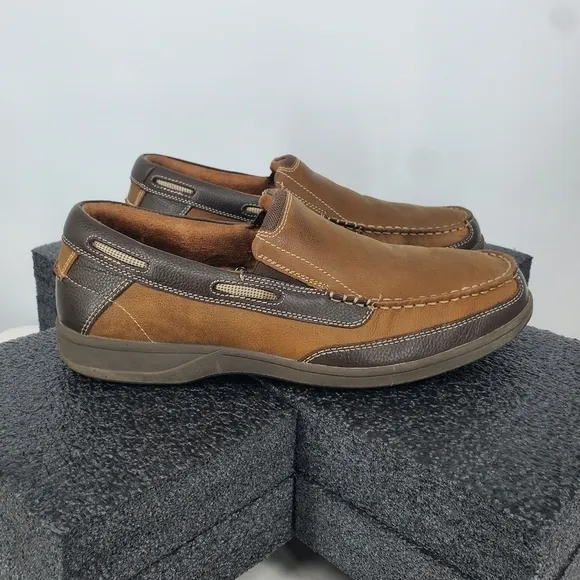 Florsheim Lakeside Slip on Brown Leather Boat Shoes Mens Size 10.5 M