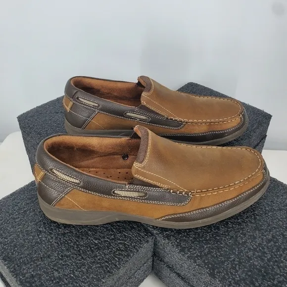 Florsheim Lakeside Slip on Brown Leather Boat Shoes Mens Size 10.5 M