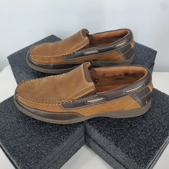 Florsheim Lakeside Slip on Brown Leather Boat Shoes Mens Size 10.5 M