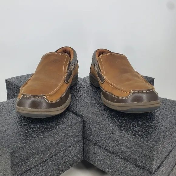 Florsheim Lakeside Slip on Brown Leather Boat Shoes Mens Size 10.5 M
