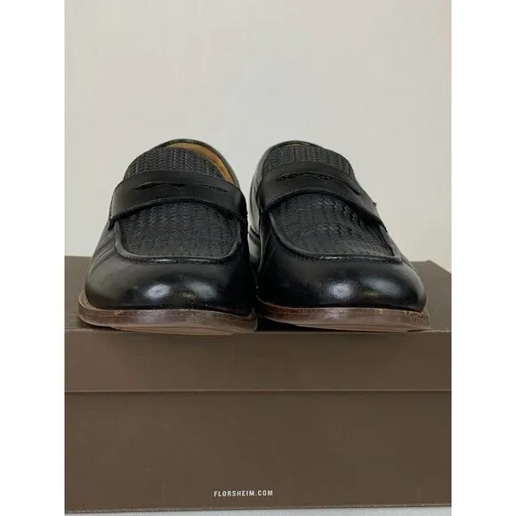 Florsheim Mens Rucci Weave Pny Loafer Black Moc Toe Slip-On Leather Shoes Sz 10W