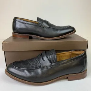 Florsheim Mens Rucci Weave Pny Loafer Black Moc Toe Slip-On Leather Shoes Sz 10W