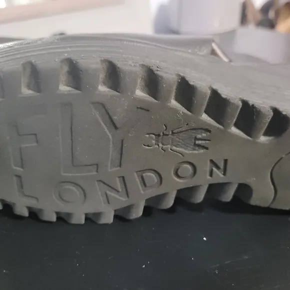 Fly London Soft Black Leather Peep Toe Shoes