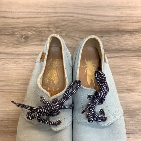 FLY London Suede Lace Up Shoes Stot Light Blue Size 38 US 7.5-8