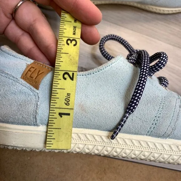 FLY London Suede Lace Up Shoes Stot Light Blue Size 38 US 7.5-8