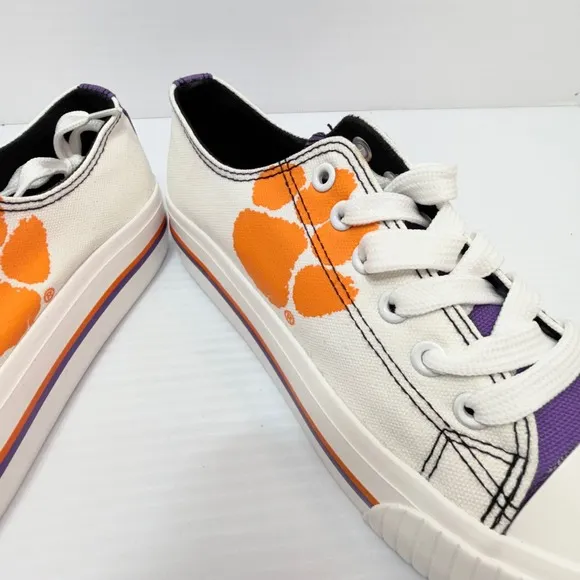 FOCO Clemson Tigers Low Top Canvas Sneakers Paw Print Shoes Women's 7, College
