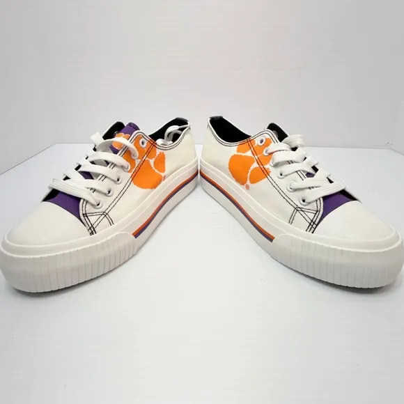FOCO Clemson Tigers Low Top Canvas Sneakers Paw Print Shoes Women's 7, College