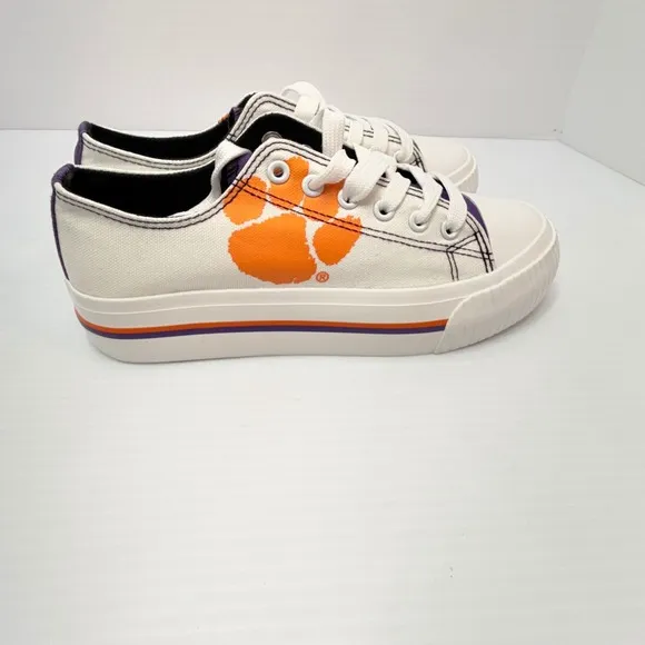 FOCO Clemson Tigers Low Top Canvas Sneakers Paw Print Shoes Women's 7, College