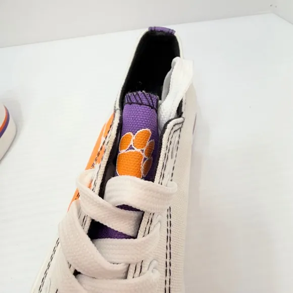 FOCO Clemson Tigers Low Top Canvas Sneakers Paw Print Shoes Women's 7, College