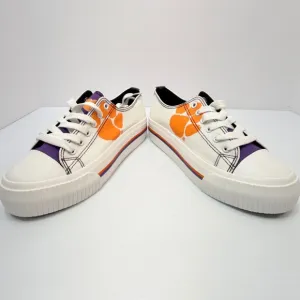 FOCO Clemson Tigers Low Top Canvas Sneakers Paw Print Shoes Women's 7, College