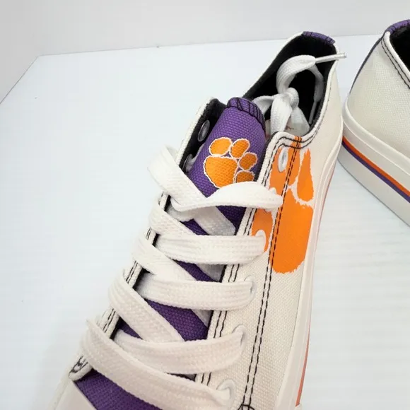 FOCO Clemson Tigers Low Top Canvas Sneakers Paw Print Shoes Women's 7, College