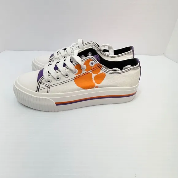 FOCO Clemson Tigers Low Top Canvas Sneakers Paw Print Shoes Women's 7, College