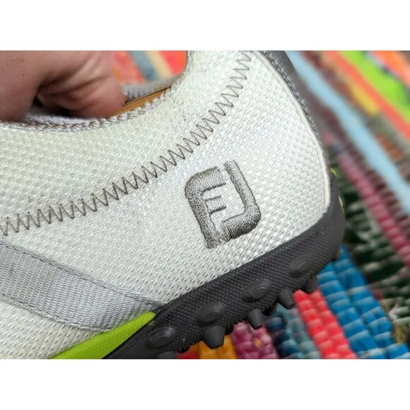 Footjoy B64 Shoes Men 9 M Project Golf Sneakers White Grey Leather Spikes #55221