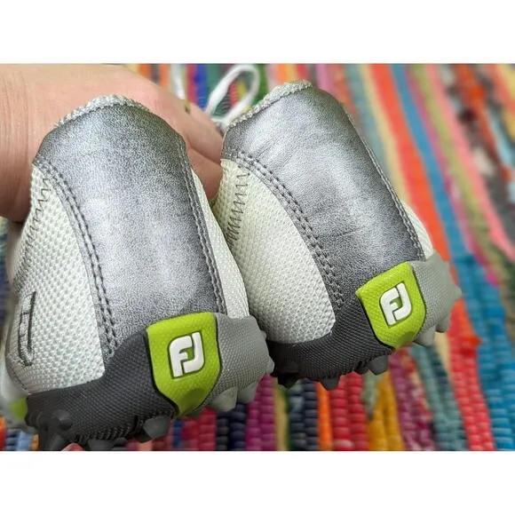 Footjoy B64 Shoes Men 9 M Project Golf Sneakers White Grey Leather Spikes #55221
