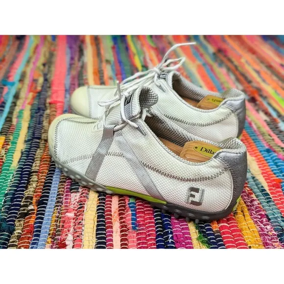 Footjoy B64 Shoes Men 9 M Project Golf Sneakers White Grey Leather Spikes #55221