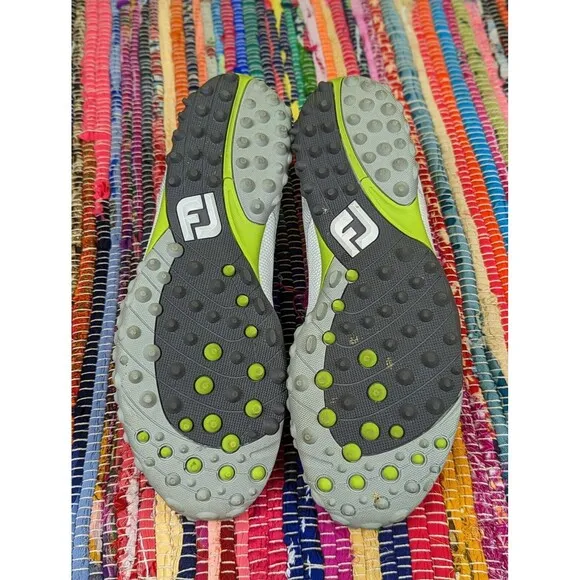 Footjoy B64 Shoes Men 9 M Project Golf Sneakers White Grey Leather Spikes #55221