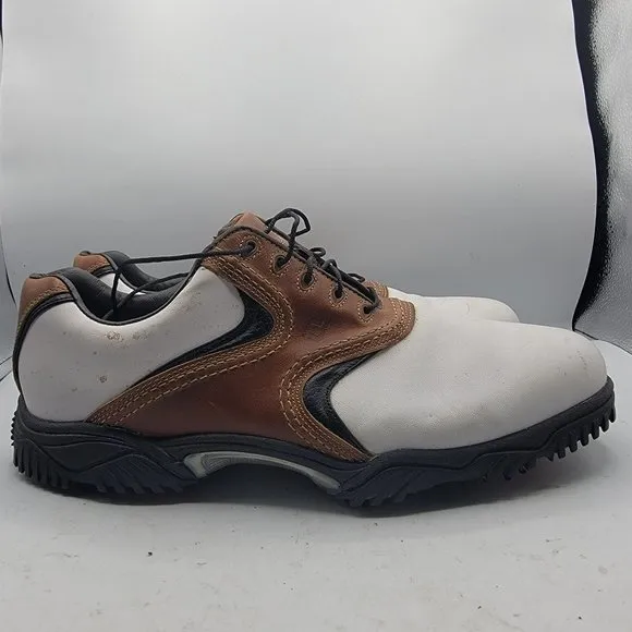 Footjoy Contour Series Mens 13 White Brown Medium Golf Shoes Leather 54002