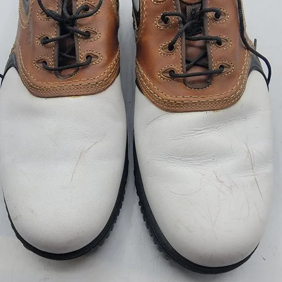 Footjoy Contour Series Mens 13 White Brown Medium Golf Shoes Leather 54002