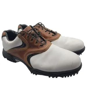 Footjoy Contour Series Mens 13 White Brown Medium Golf Shoes Leather 54002