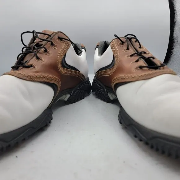 Footjoy Contour Series Mens 13 White Brown Medium Golf Shoes Leather 54002