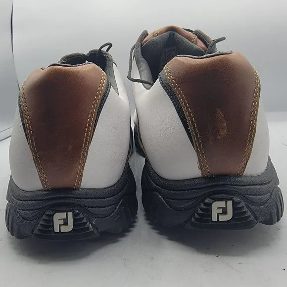 Footjoy Contour Series Mens 13 White Brown Medium Golf Shoes Leather 54002