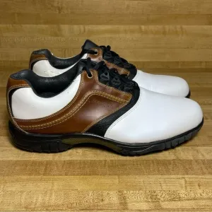 FootJoy Contour Series Mens Size 12 M Golf Shoes Soft Spikes 54108 Brown White
