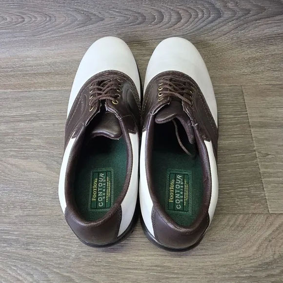 FootJoy Golf Shoes 10W Contour Series Brown White Saddle Soft Spikes‎ 54235