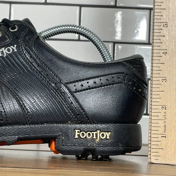 FootJoy GreenJoys Mens Size 8.5 Golf Shoes Black Softspikes Saddle Sneakers