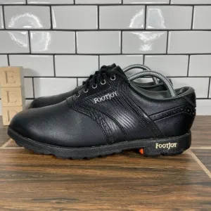 FootJoy GreenJoys Mens Size 8.5 Golf Shoes Black Softspikes Saddle Sneakers
