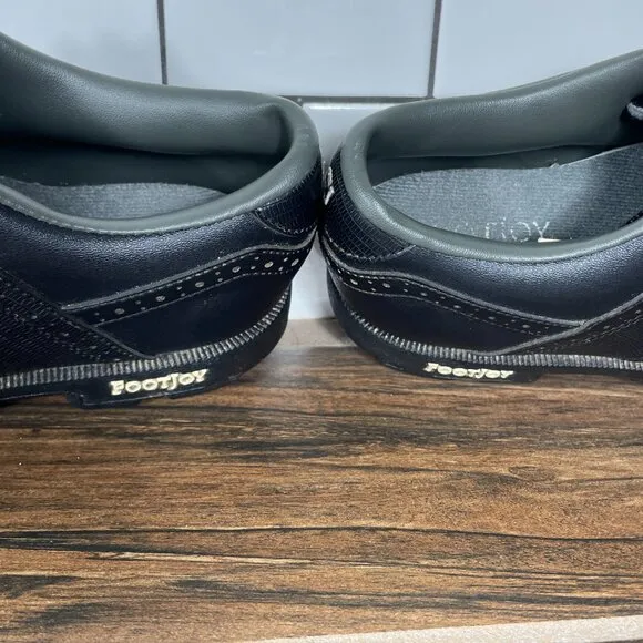 FootJoy GreenJoys Mens Size 8.5 Golf Shoes Black Softspikes Saddle Sneakers