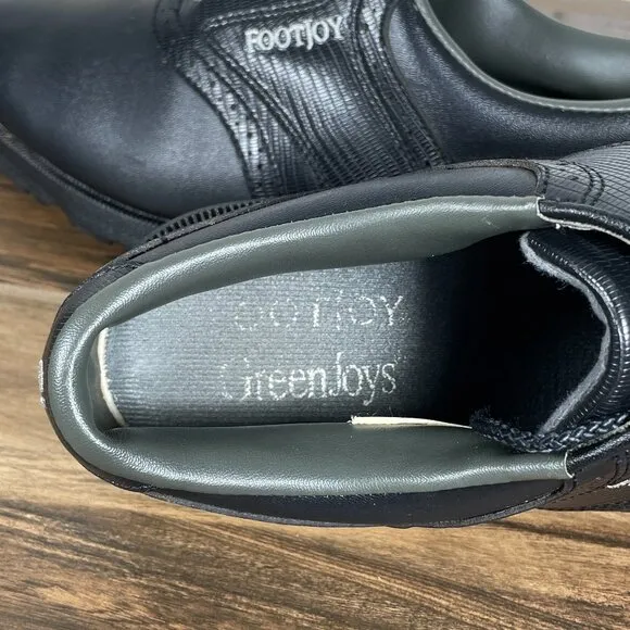 FootJoy GreenJoys Mens Size 8.5 Golf Shoes Black Softspikes Saddle Sneakers