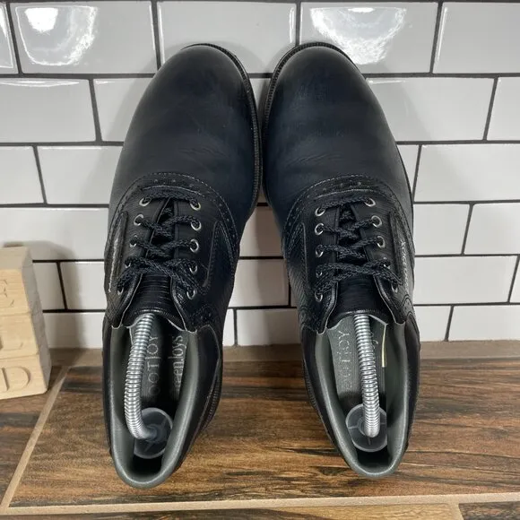 FootJoy GreenJoys Mens Size 8.5 Golf Shoes Black Softspikes Saddle Sneakers