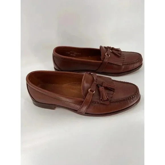 FootJoy Leather Loafers Kiltie Tassel Cognac Brown Slip On Dress Shoes Mens 11.5