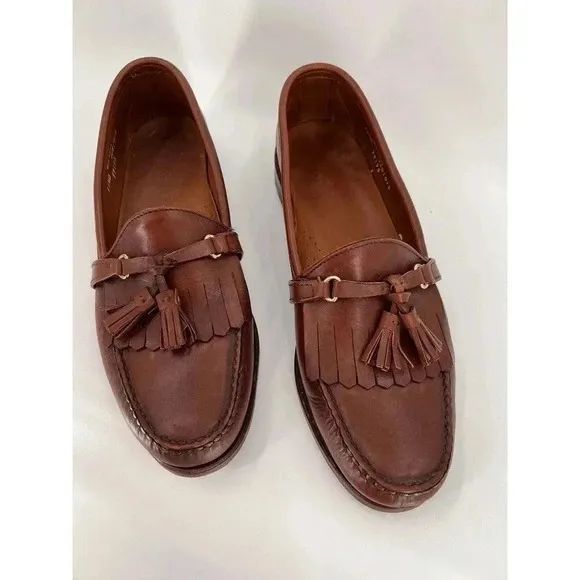 FootJoy Leather Loafers Kiltie Tassel Cognac Brown Slip On Dress Shoes Mens 11.5