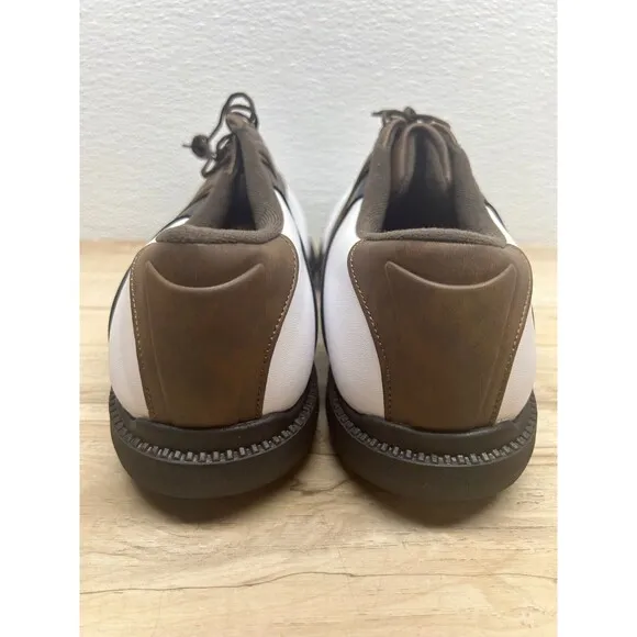 FootJoy Mens Golf Shoes White Brown Size 11.5 W Extra Soft Spikes Carry Bag Tool