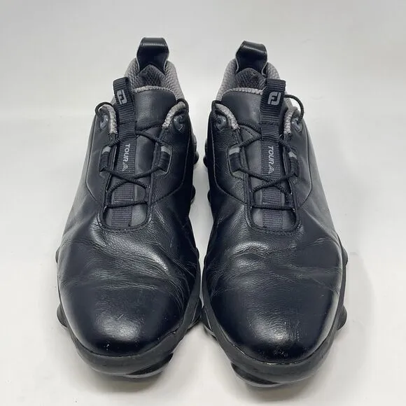 FootJoy Tour Alpha Golf Shoes 55507 Mens 14 M Black Gray Leather Soft Spikes