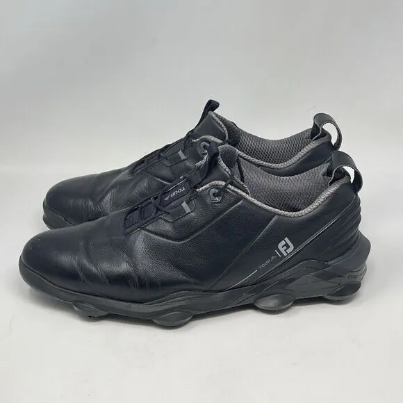 FootJoy Tour Alpha Golf Shoes 55507 Mens 14 M Black Gray Leather Soft Spikes