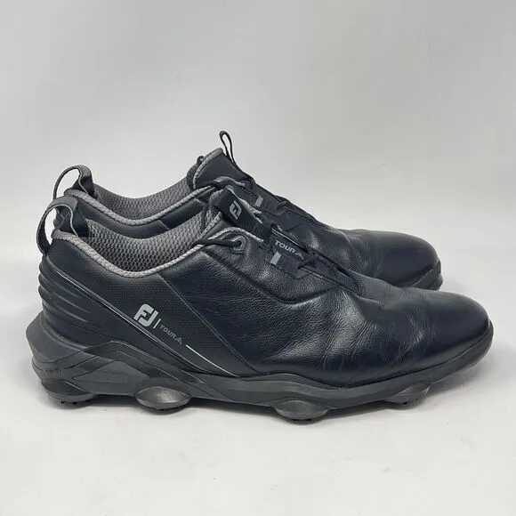 FootJoy Tour Alpha Golf Shoes 55507 Mens 14 M Black Gray Leather Soft Spikes