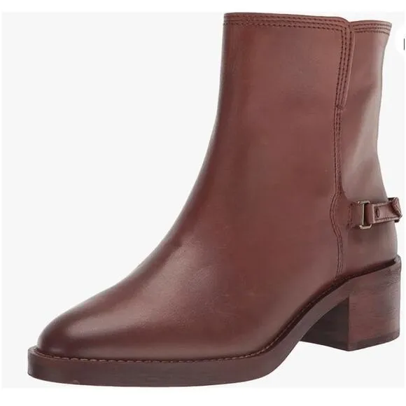 Franco Sarto Women's L-Colt Ankle Boots Whiskey Brown Leather Upper Size 10 NWOB