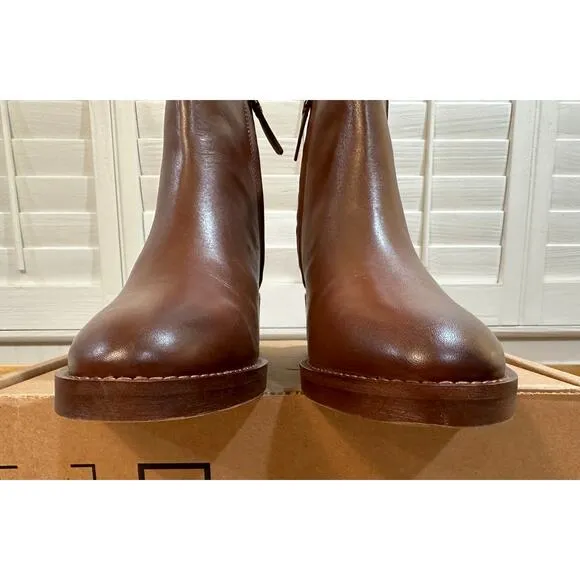 Franco Sarto Women's L-Colt Ankle Boots Whiskey Brown Leather Upper Size 10 NWOB