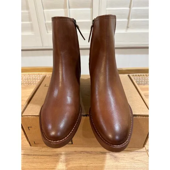 Franco Sarto Women's L-Colt Ankle Boots Whiskey Brown Leather Upper Size 10 NWOB